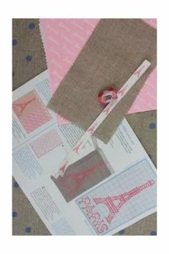 Kit Point De Croix étui Tour Eiffel Rose -artisanat Soldes Magasin kit point de croix etui tour eiffel rose 2