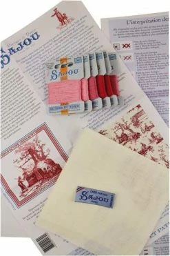 Kit Point De Croix Toile De Jouy - Garançage -artisanat Soldes Magasin kit point de croix toile de jouy garancage 2