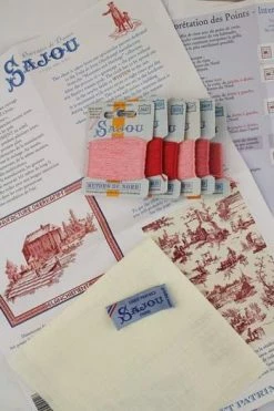 Kit Point De Croix Toile Jouy - Blanchiement -artisanat Soldes Magasin kit point de croix toile jouy blanchiement 2