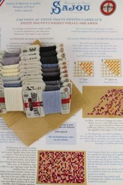 Kit Tapisserie Coussin Petits Carrés Gris -artisanat Soldes Magasin kit tapisserie coussin petits carres gris 2