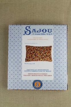 Kit Tapisserie Coussin Petits Carrés Jaune/orange -artisanat Soldes Magasin kit tapisserie coussin petits carres jaune orange 3