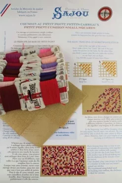 Kit Tapisserie Coussin Petits Carrés Roses/rouges -artisanat Soldes Magasin kit tapisserie coussin petits carres roses rouges 4