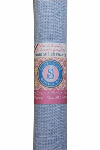 Lin à Broder 12 Fils Au Cm 50 X 70 Cm Jean 2 Lin à Broder 12 Fils Au Cm 50 X 70 Cm Jean – Image 2