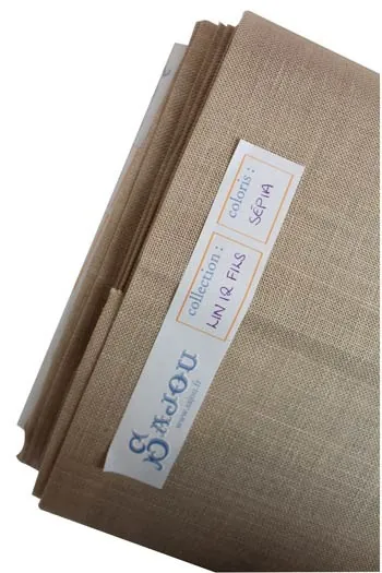 Lin à Broder 12 Fils Au Cm Au Mètre Sépia 1 Lin à Broder 12 Fils Au Cm Au Mètre Sépia