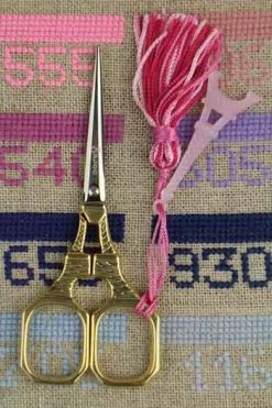 Paire De Ciseaux Broderie Aurifiée Tour Eiffel Rose