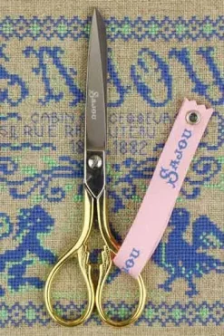 Paire De Ciseaux Couture Lingère Feuilles Aurifiée