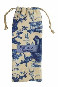 Pochon De Rangement Ciseaux Toile De Jouy Bleue