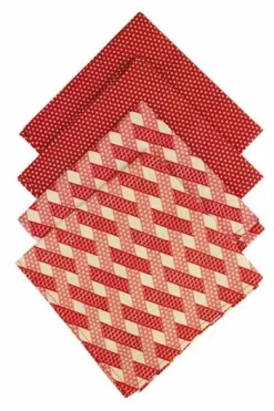 Quatre Serviettes Damas Rouge 1 Et 2