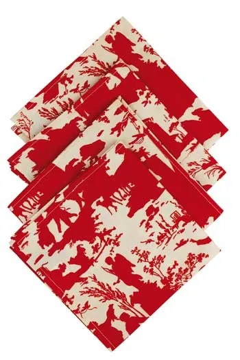 Quatre Serviettes Ombres Chinoises Rouge 1 Quatre Serviettes Ombres Chinoises Rouge