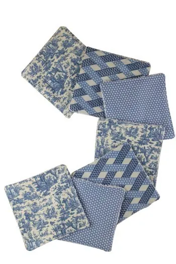 Sept Lingettes Lavables Toile De Jouy Bleue 1 Sept Lingettes Lavables Toile De Jouy Bleue