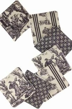 Sept Lingettes Lavables Toile De Jouy Grise