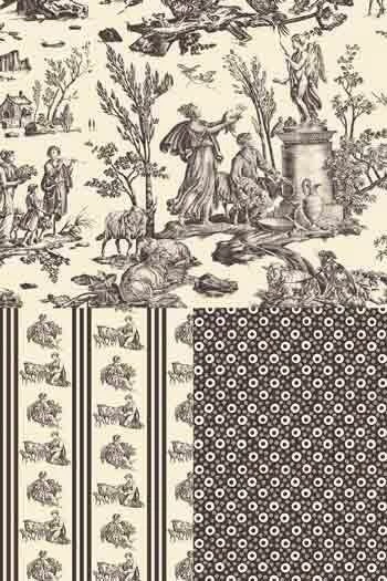 Sept Lingettes Lavables Toile De Jouy Grise 4 Sept Lingettes Lavables Toile De Jouy Grise – Image 4