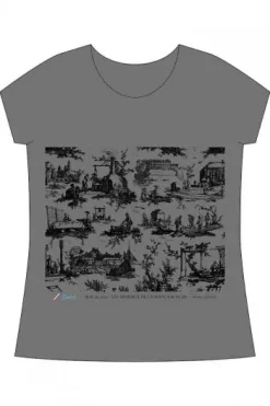 T-shirt Gris Chiné Toile De Jouy Noir - Taille S