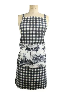 Tablier De Cuisine Carreaux Noir Et écru