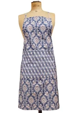 Tablier De Cuisine Tissu Damas Bleu