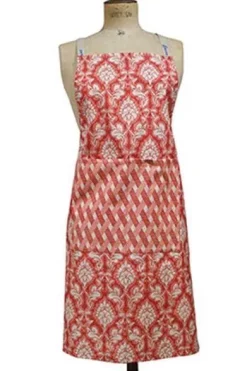 Tablier De Cuisine Tissu Damas Rouge