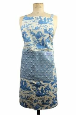 Tablier De Cuisine Toile De Jouy Bleue