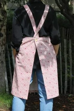 Tablier Japonais Tissu Bordeaux Et écru -artisanat Soldes Magasin tablier japonais tissu bordeaux et ecru 2