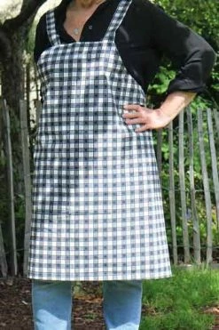 Tablier Japonais Tissu Carreaux Noir Et écru