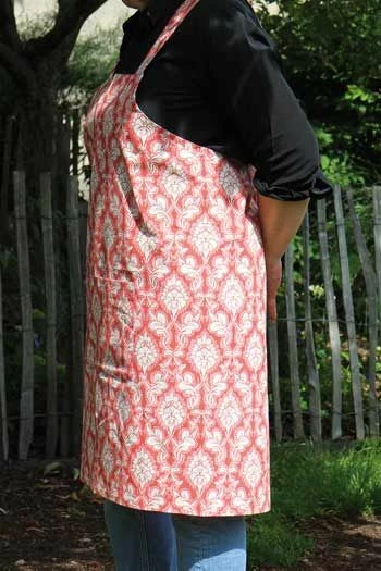 Tablier Japonais Tissu Damas Rouge 2 Tablier Japonais Tissu Damas Rouge – Image 2