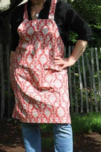 Tablier Japonais Tissu Damas Rouge 1 Tablier Japonais Tissu Damas Rouge