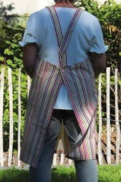 Tablier Japonais Tissu Rayures Rose Et Vert -artisanat Soldes Magasin tablier japonais tissu rayures rose et vert 2