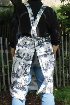 Tablier Japonais Toile De Jouy Noire 7 Tablier Japonais Toile De Jouy Noire -artisanat Soldes Magasin tablier japonais toile de jouy noire 2