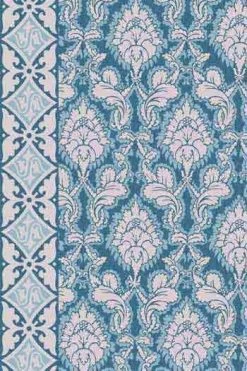 Tissu Coton Au Mètre Damas Bleu