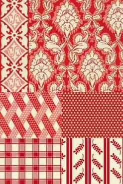 Tissu Coton Au Mètre Damas Croisillons Rouges -artisanat Soldes Magasin tissu coton au metre damas croisillons rouges 2