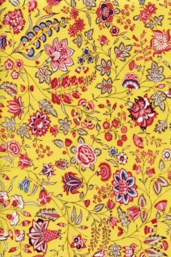 Tissu Indienne Au Mètre Fond Jaune N°22