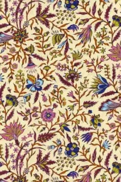 Tissu Indienne Au Mètre Fond Jaune Pâle N°72