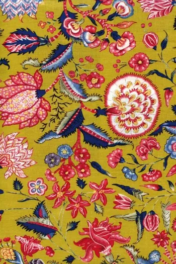 Tissu Indienne Au Mètre Fond Moutarde N°05 1 Tissu Indienne Au Mètre Fond Moutarde N°05