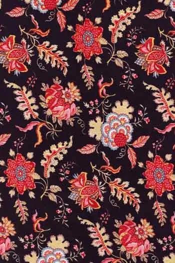 Tissu Indienne Au Mètre Fond Noir N°19 1 Tissu Indienne Au Mètre Fond Noir N°19