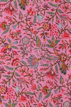 Tissu Indienne Au Mètre Fond Rose Vif N°71