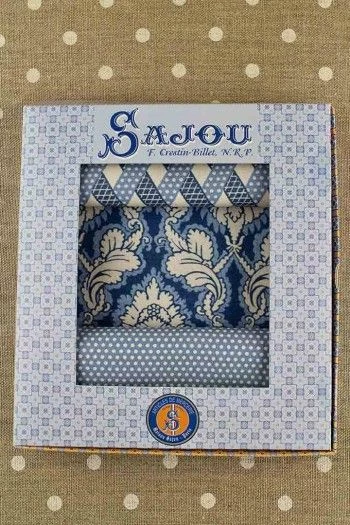 Tissus Coton Damas Bleu Et Fils Boîte Cadeau 5 Tissus Coton Damas Bleu Et Fils Boîte Cadeau – Image 5