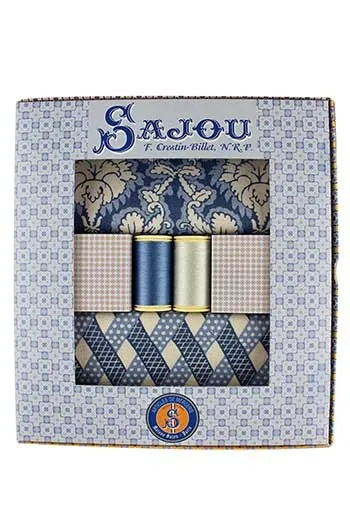 Tissus Coton Damas Bleu Et Fils Boîte Cadeau 1 Tissus Coton Damas Bleu Et Fils Boîte Cadeau