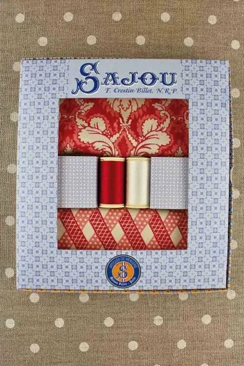 Tissus Coton Damas Rouge 3 Coupons Boîte Cadeau 3 Tissus Coton Damas Rouge 3 Coupons Boîte Cadeau – Image 3