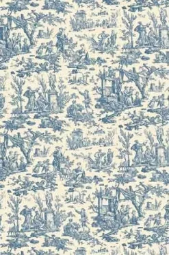 Toile Cirée Toile De Jouy Bleue Miniature - Coupon