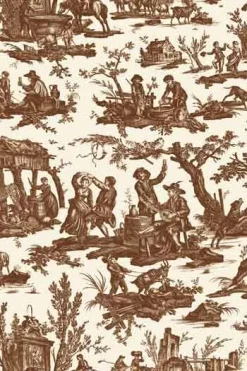 Toile Cirée Toile De Jouy Marron - Coupon