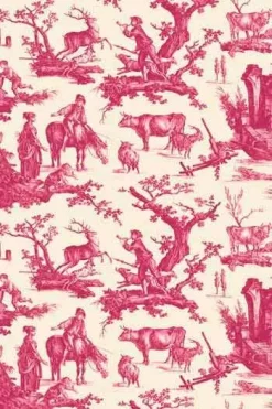 Toile Cirée Toile De Jouy Rose - Coupon