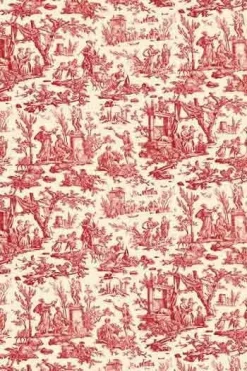 Toile Cirée Toile De Jouy Rouge Miniature - Coupon