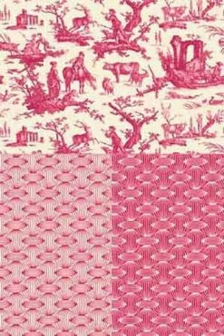 Toile De Jouy Au Mètre Plaisirs Campagne Rose 2 -artisanat Soldes Magasin toile de jouy au metre plaisirs campagne rose 2 2