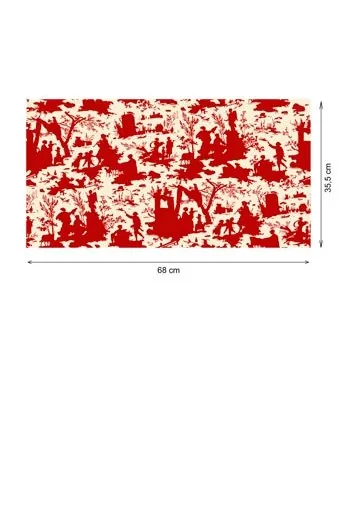 Toile De Jouy écrue Au Mètre Motifs Rouges 2 Toile De Jouy écrue Au Mètre Motifs Rouges – Image 2