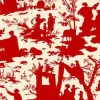 Toile De Jouy écrue Au Mètre Motifs Rouges