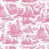 Toile De Jouy Rose Au Mètre Motif Miniature