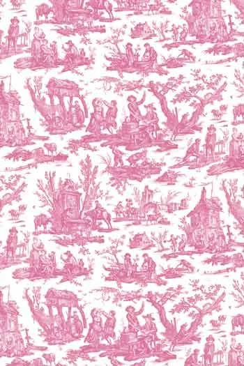 Toile De Jouy Rose Au Mètre Motif Miniature 1 Toile De Jouy Rose Au Mètre Motif Miniature
