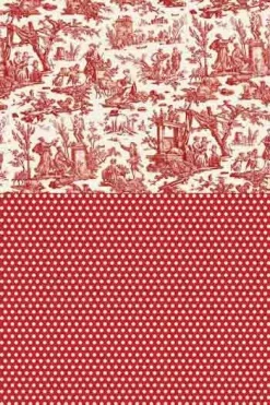 Toile De Jouy Rouge Au Mètre Motif Miniature -artisanat Soldes Magasin toile de jouy rouge au metre motif miniature 2
