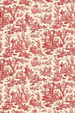 Toile De Jouy Rouge Au Mètre Motif Miniature