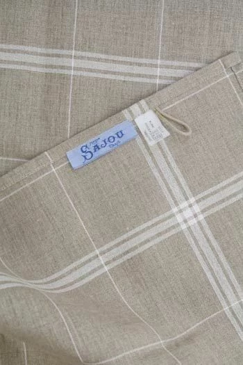 Torchon à Broder Lin Naturel Carreaux Blanc 2 Torchon à Broder Lin Naturel Carreaux Blanc – Image 2