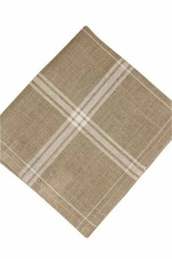 Torchon à Broder Lin Naturel Carreaux Blanc